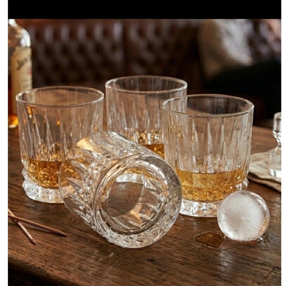 Cristal D'Arques Whiskey Glasses Old Fashion‎ Made In France 24% Lead Crystal